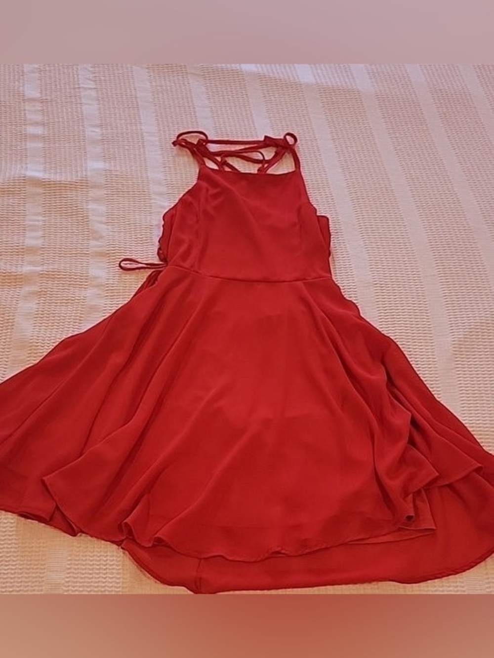 Red Strappy Skater Dress - Women